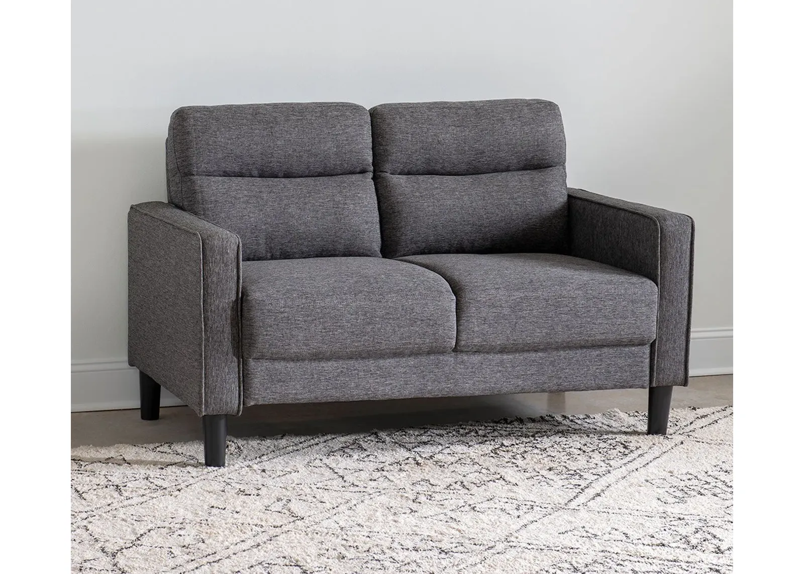 Legacy Classic Asher Channeled Tufted Grey Fabric Loveseat