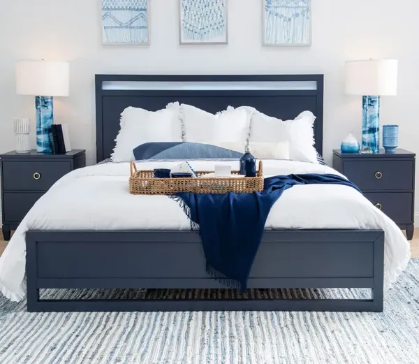 Legacy Classic Summerland Poplar Wood Panel Headboard - Inkwell Blue - Queen