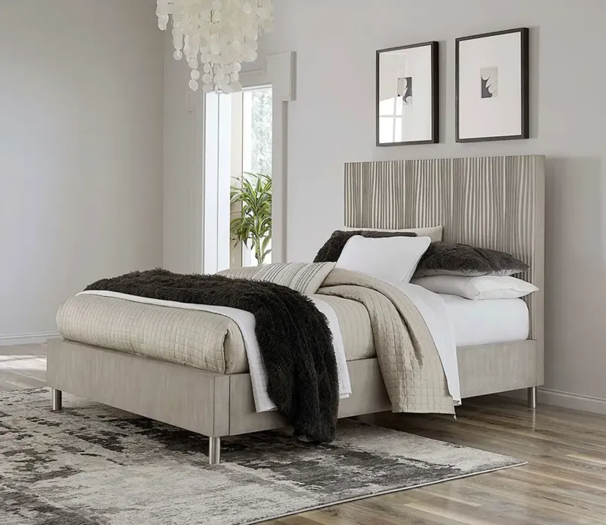 Modus Furniture Argento Oak Platform Bed - Misty Grey - Queen