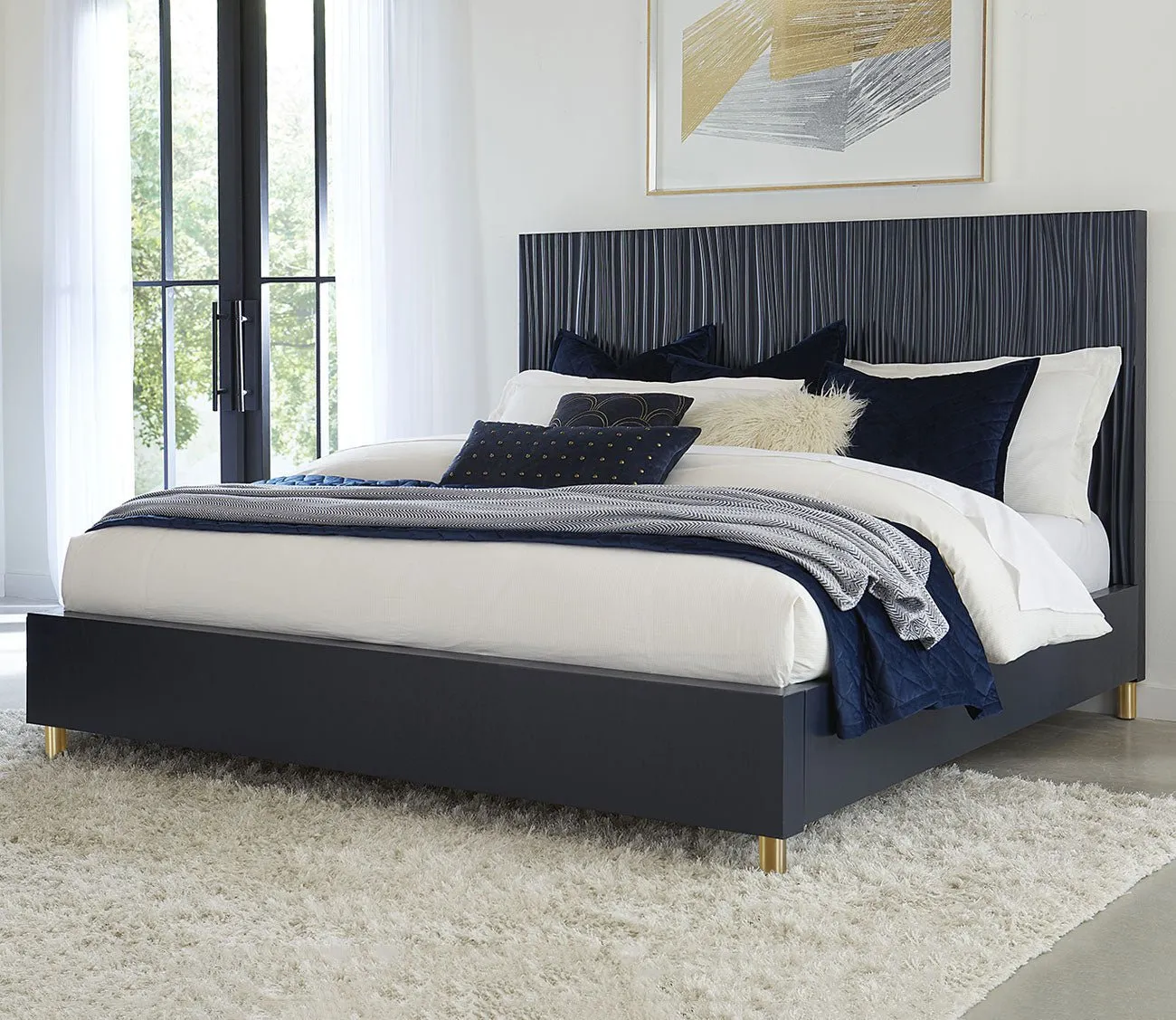 Modus Furniture Argento Oak Platform Bed - Misty Grey - Queen