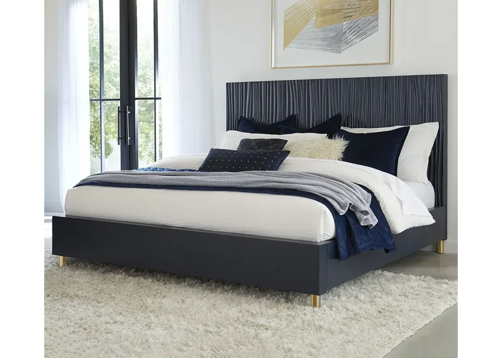 Modus Furniture Argento Oak Platform Bed - Misty Grey - King