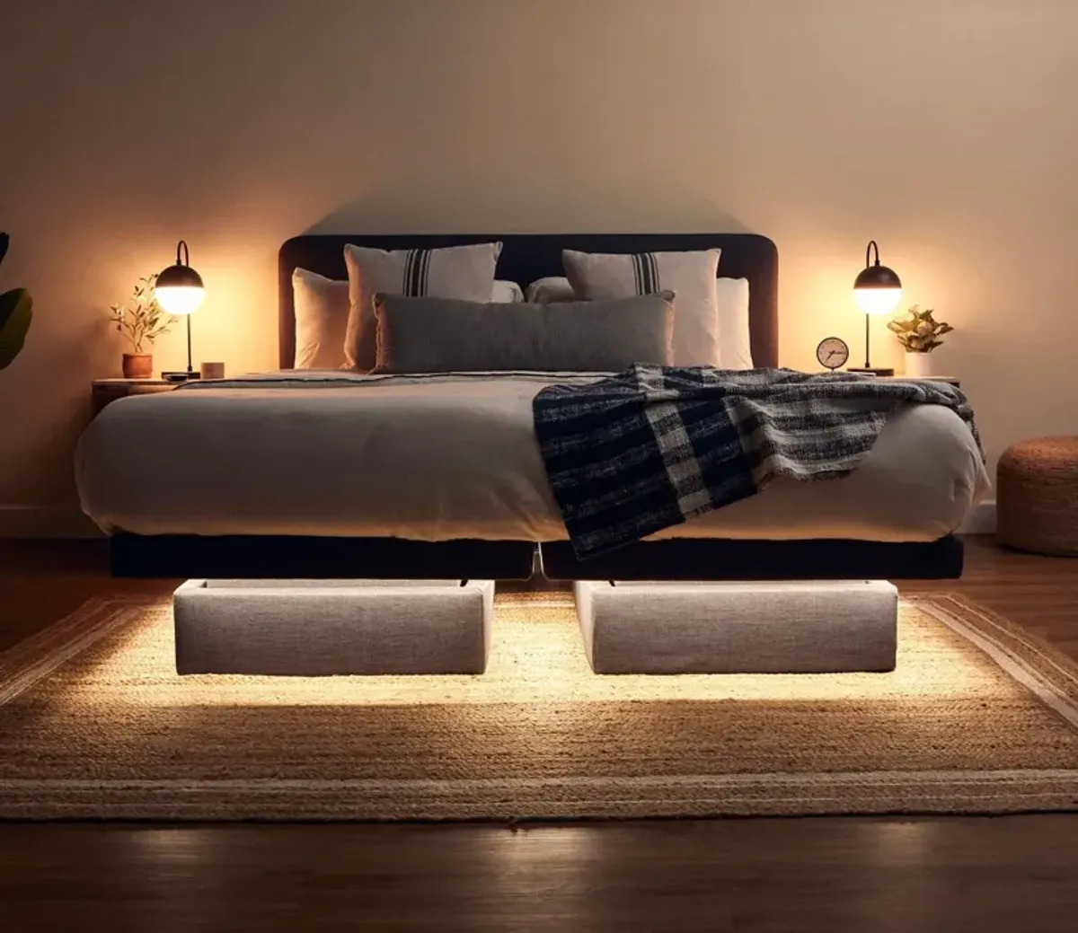 The Dawn House Adjustable Smart Bed - Memory Foam - Slate - Queen