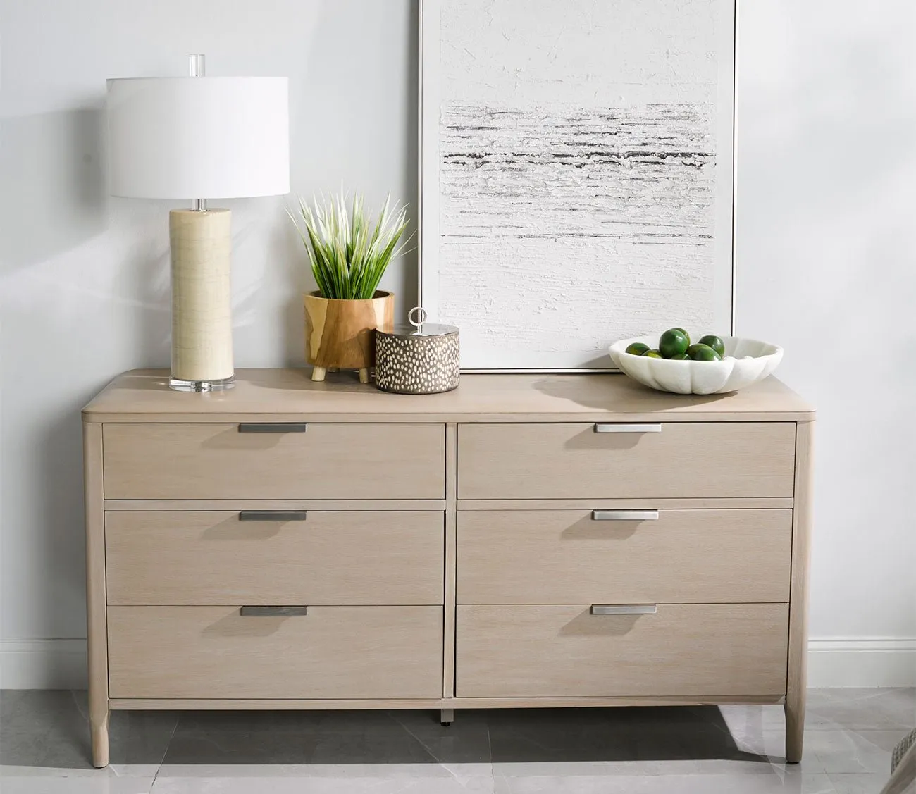 Palmetto Home Payton White Oak 6-Drawer Dresser