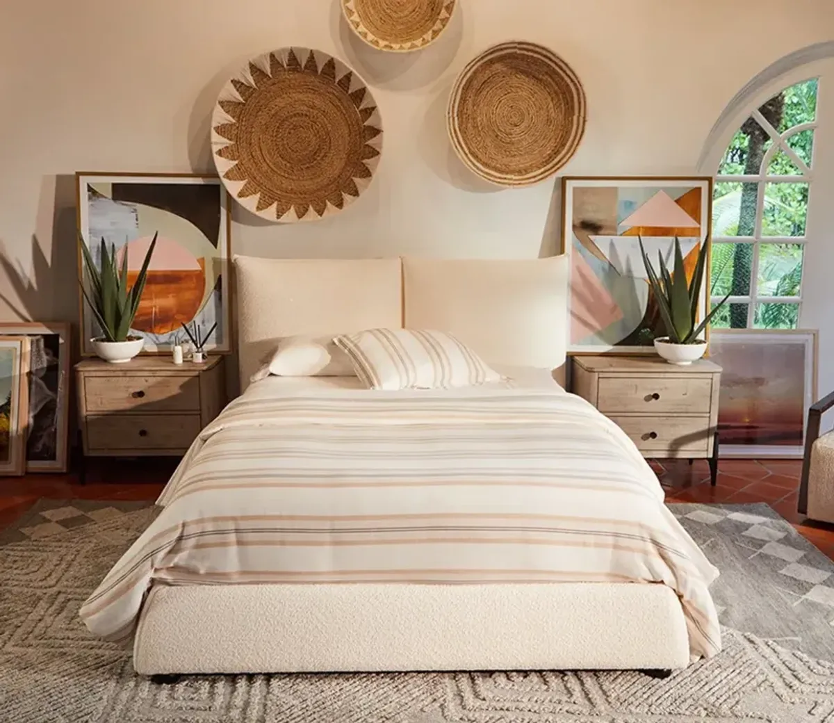 Parker House Cumulus Sherpa Fabric Upholstered Bed - White - Queen