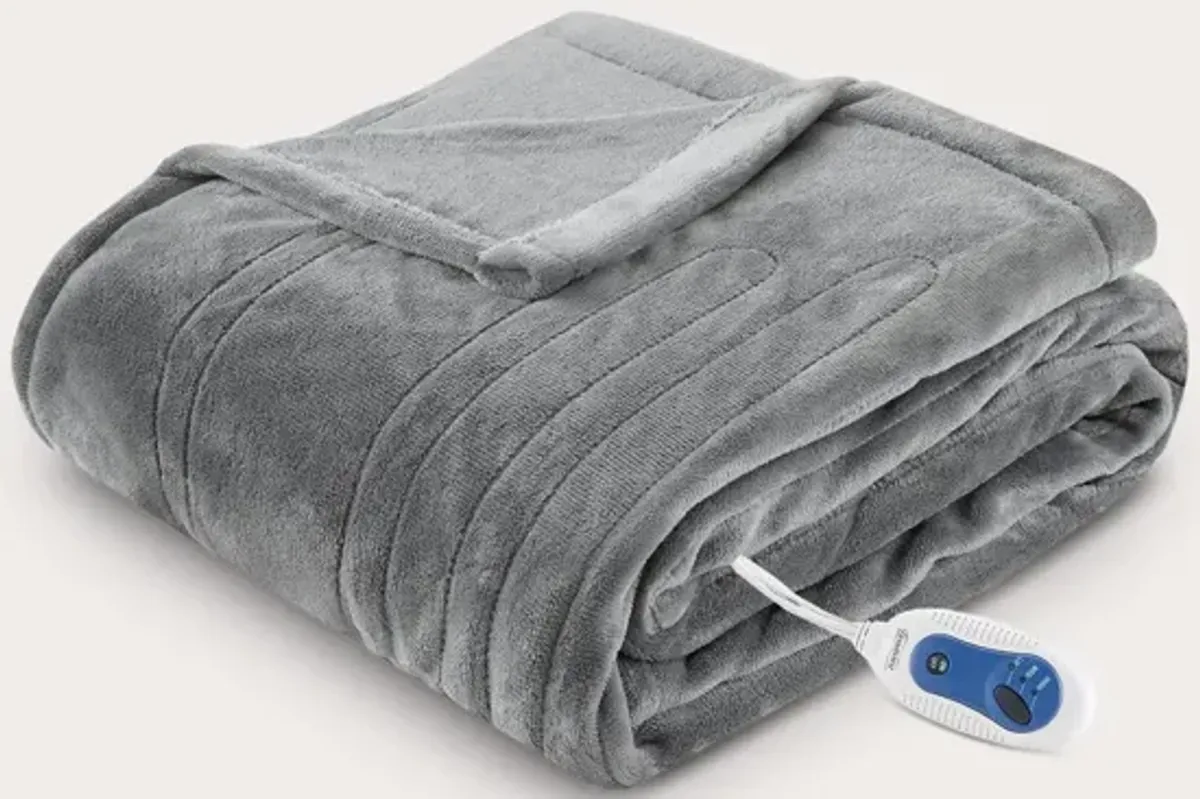 Beautyrest Heated Plush Throw - Sapphire