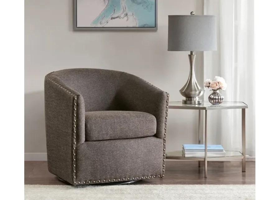 Madison Park Tyler Swivel Accent Chair - Chocolate