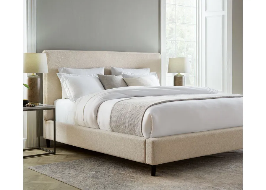 Palliser Sebring Snow Leather Upholstered Panel Bed - Queen