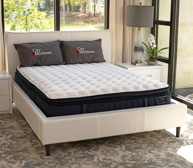 Palliser Sebring Snow Leather Upholstered Panel Bed - King