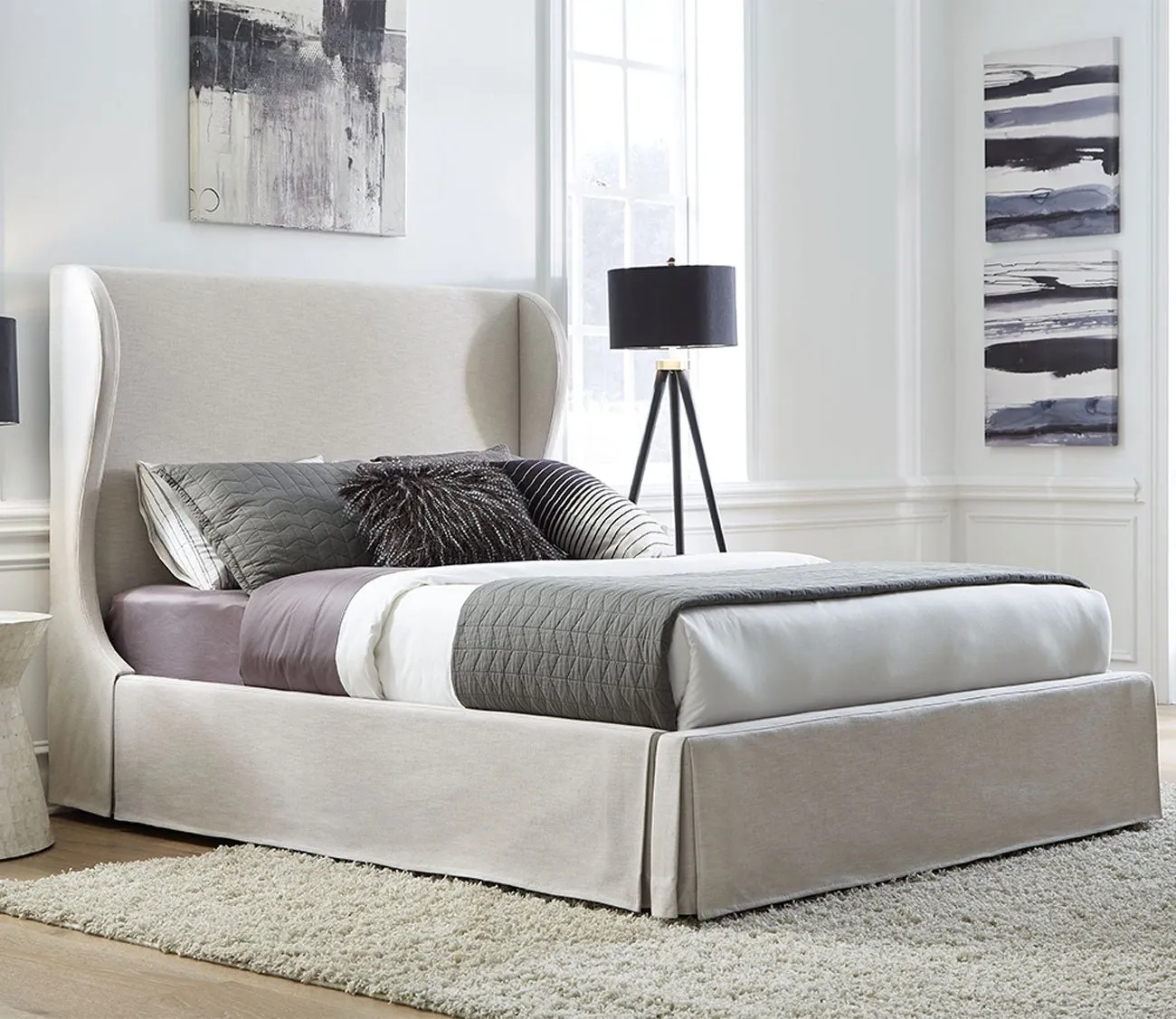 Modus Furniture Hera Upholstered Skirted Storage Panel Bed - Full