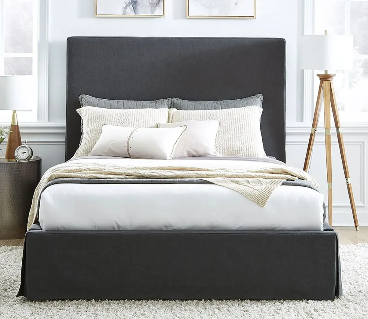 Modus Furniture Cheviot Upholstered Skirted Panel Bed - Full