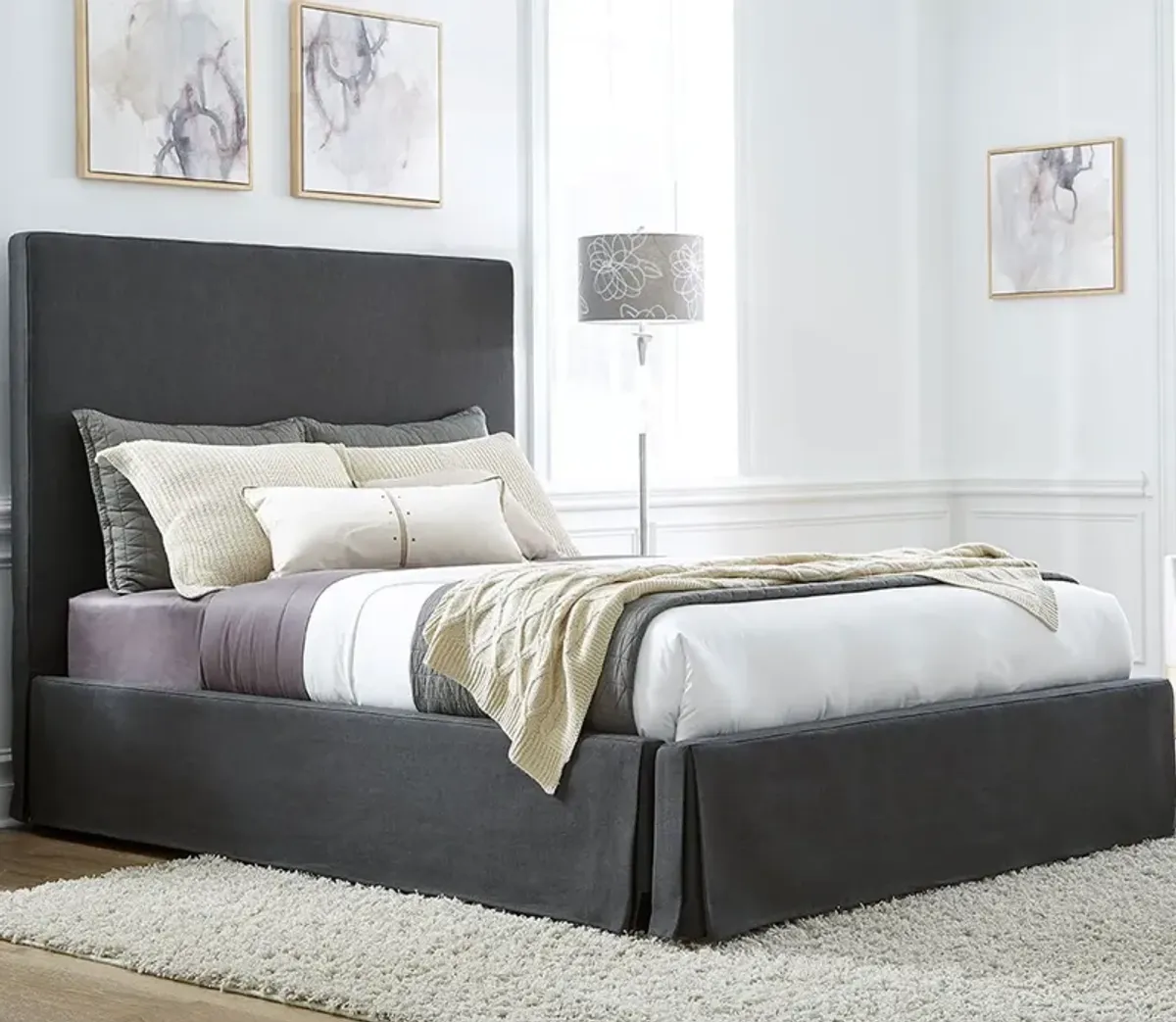 Modus Furniture Cheviot Upholstered Skirted Panel Bed - Full