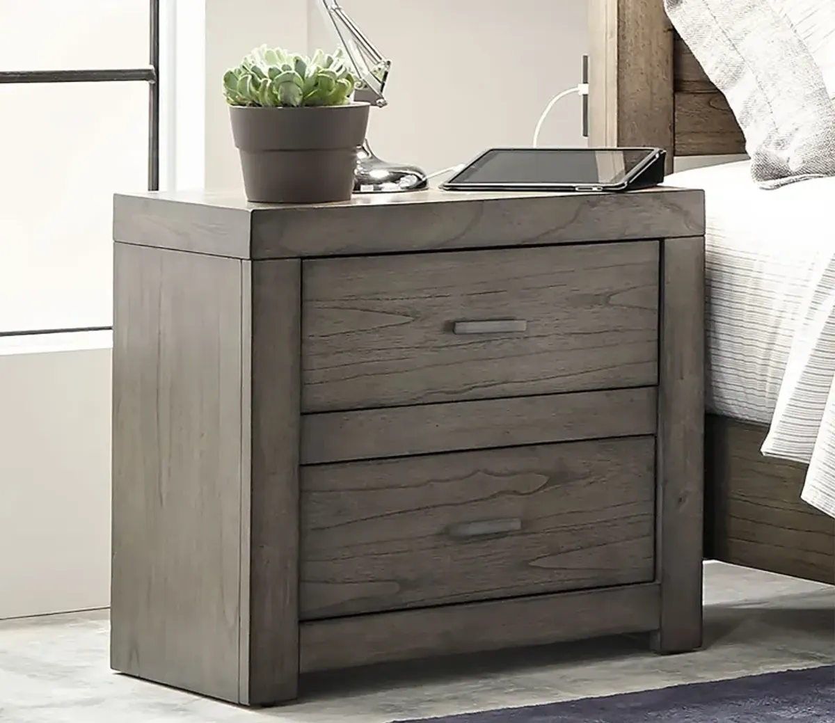 Aspen Home Modern Loft 2-Drawer Nightstand