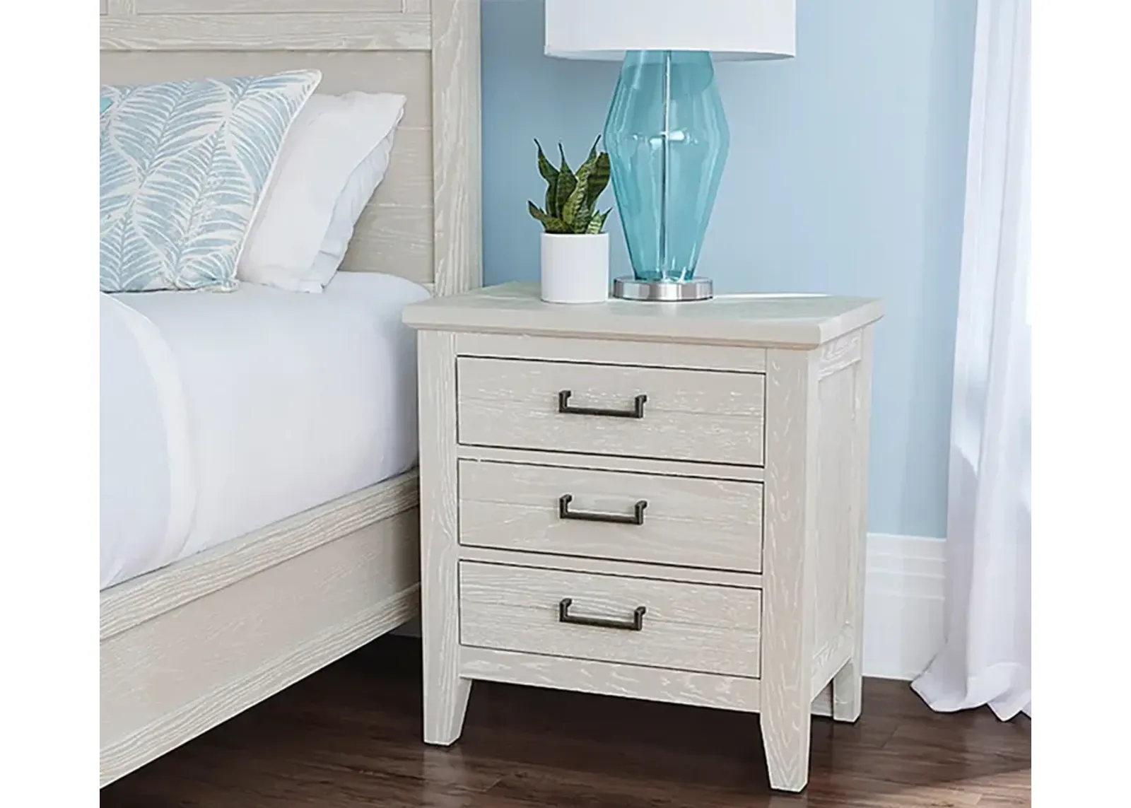 Vaughan Bassett Passageways 3-Drawer Nightstand - Oyster