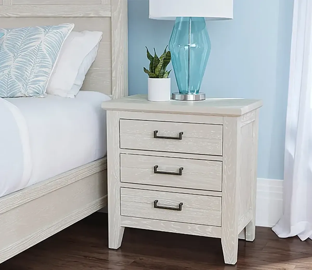 Vaughan Bassett Passageways 3-Drawer Nightstand - Oyster