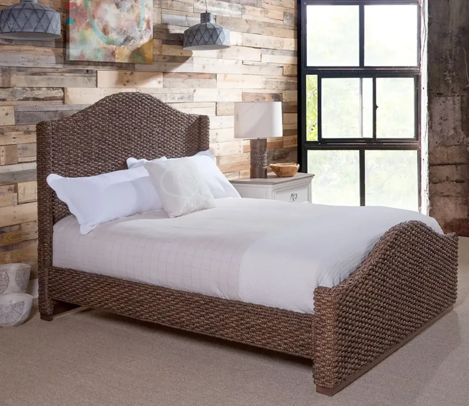 Palmetto Home Braided Sheltered Woven Bed - Brown - Queen