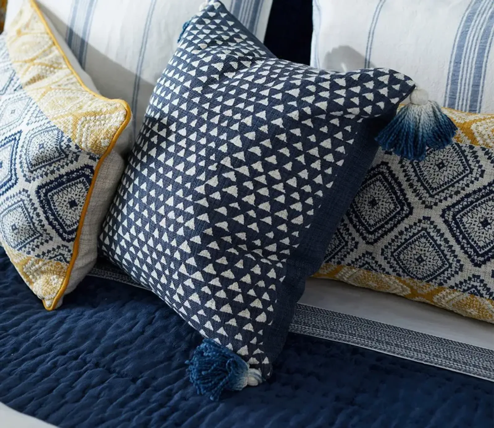 Villa by Classic Home Jaz Indigo Throw Pillow