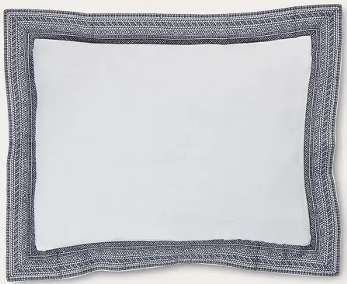 CM Home Parker European Linen Pillow Shams Handcrafted - Navy - Standard