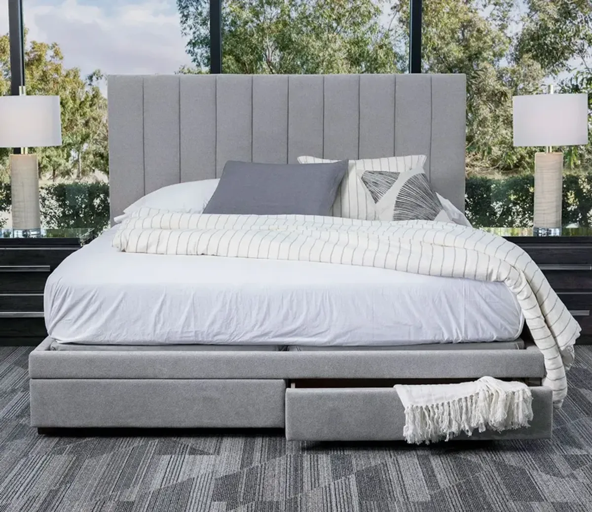 CM Home Kemper Storage Bed - Bone - Queen