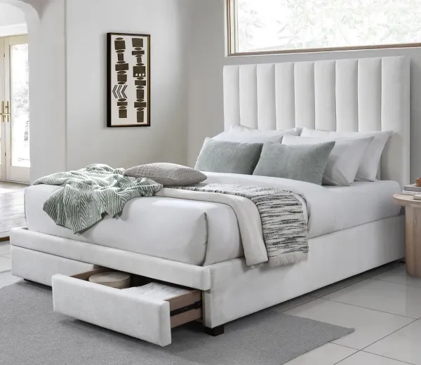 City Mattress Kemper Channel Storage Bed - Bone - King