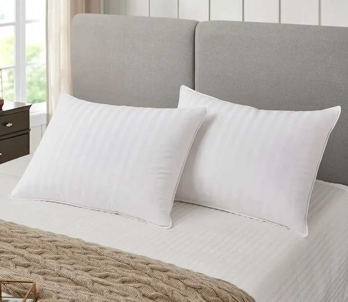 Blue Ridge Home Fashions Blue Ridge Home Supreme Damask Stripe Soft White Down Pillow - Jumbo