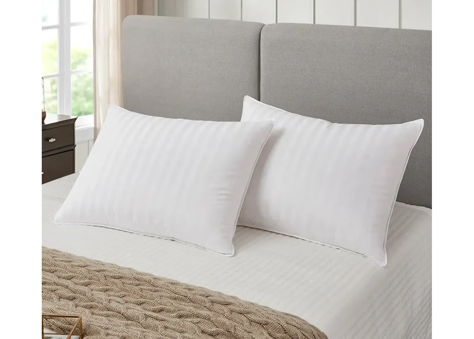 Blue Ridge Home Fashions Blue Ridge Home Supreme Damask Stripe Soft White Down Pillow - Jumbo