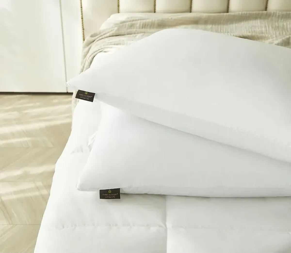 Farm To Home Organic Cotton Softy-Around White Feather and Down Pillow 2-Pack - King