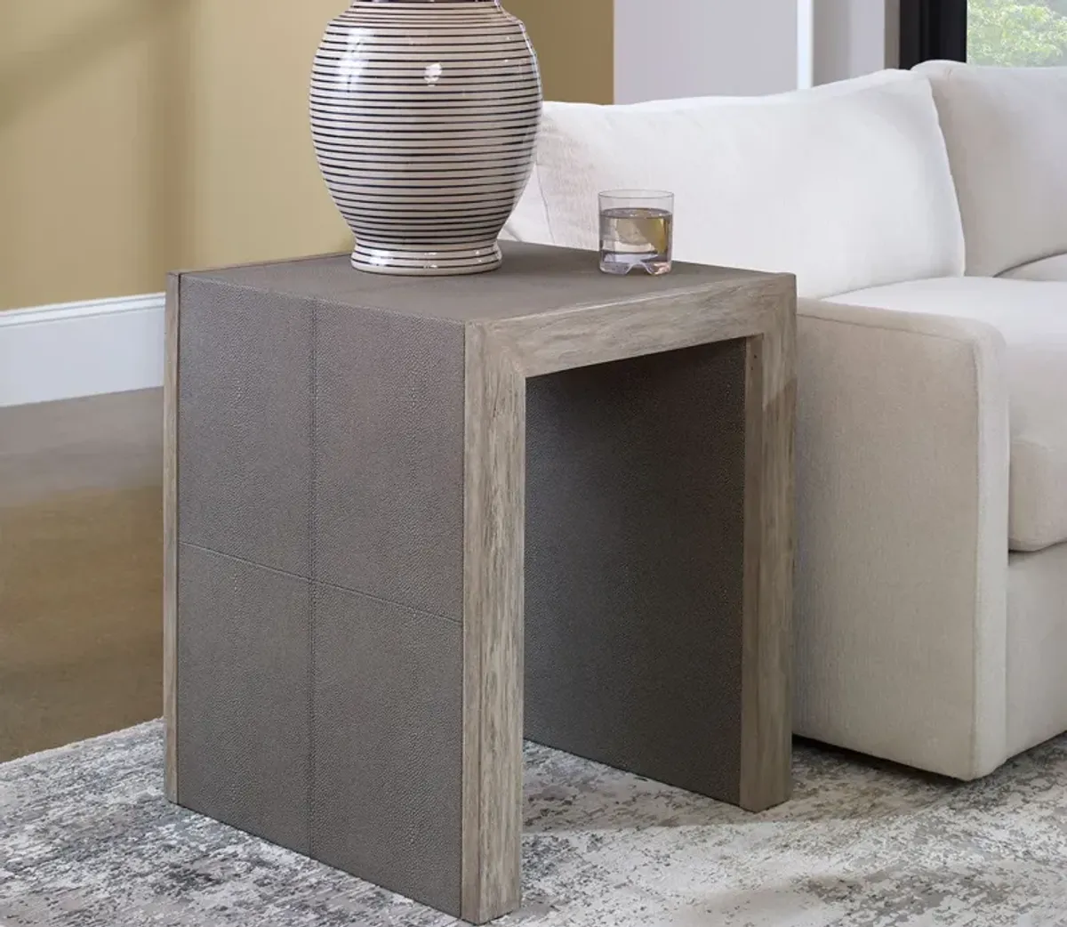 Uttermost Aerina Faux Shagreen End Table