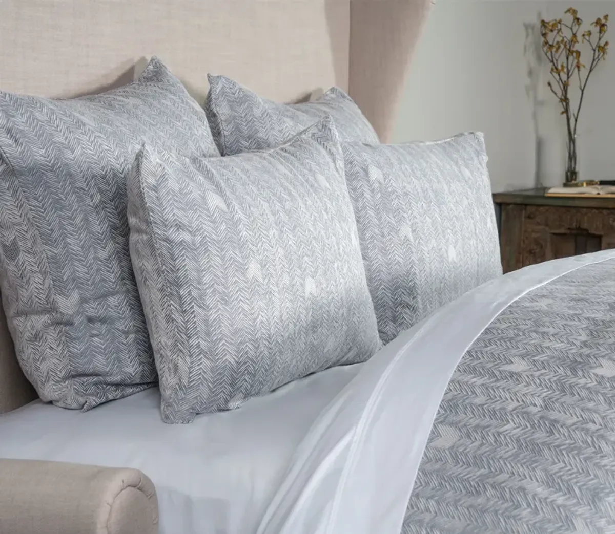 Villa by Classic Home French Herringbone Pillow Sham - Storm - King