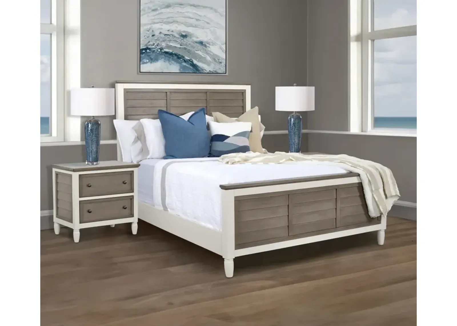 CM Home Delnoir Driftwood Louvered Panel Bed - Queen