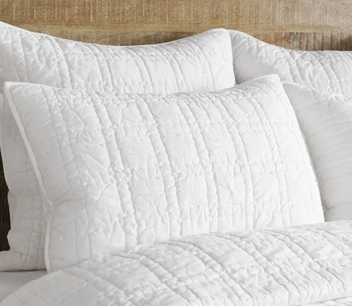 Villa by Classic Home Carly White Cotton Quilted Pillow Sham with SILVADUR Tech - Standard