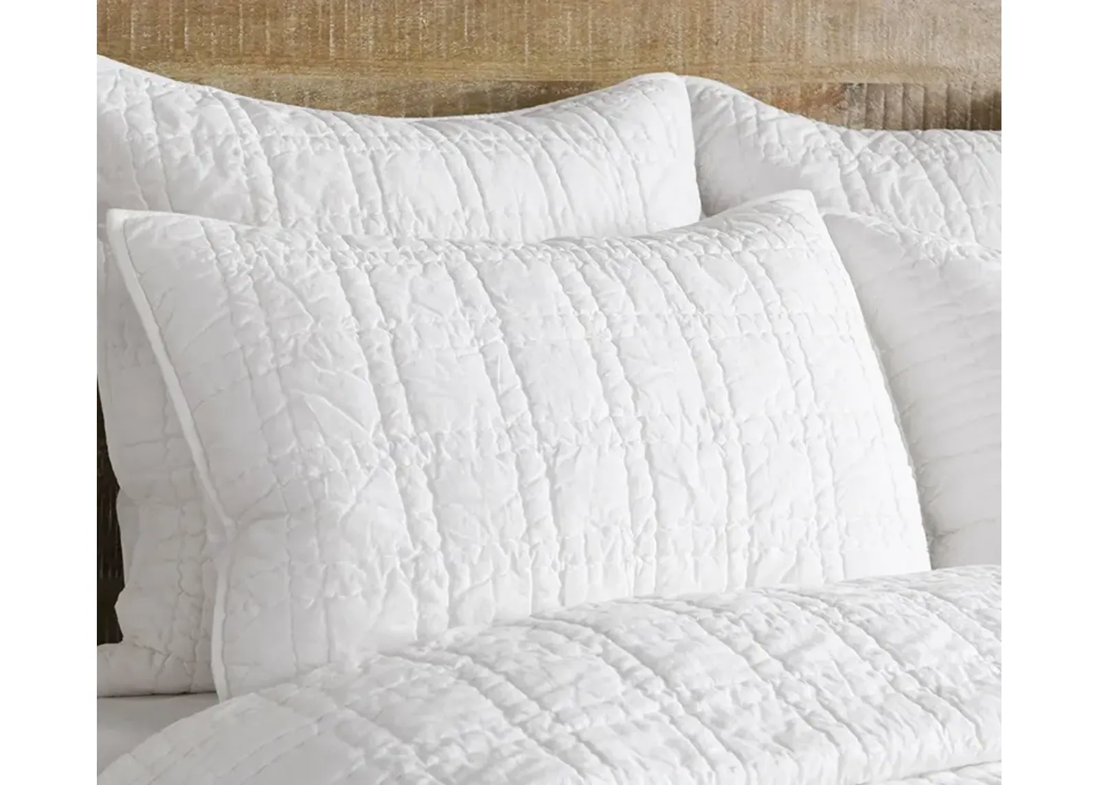 Villa by Classic Home Carly White Cotton Quilted Pillow Sham with SILVADUR Tech - Standard