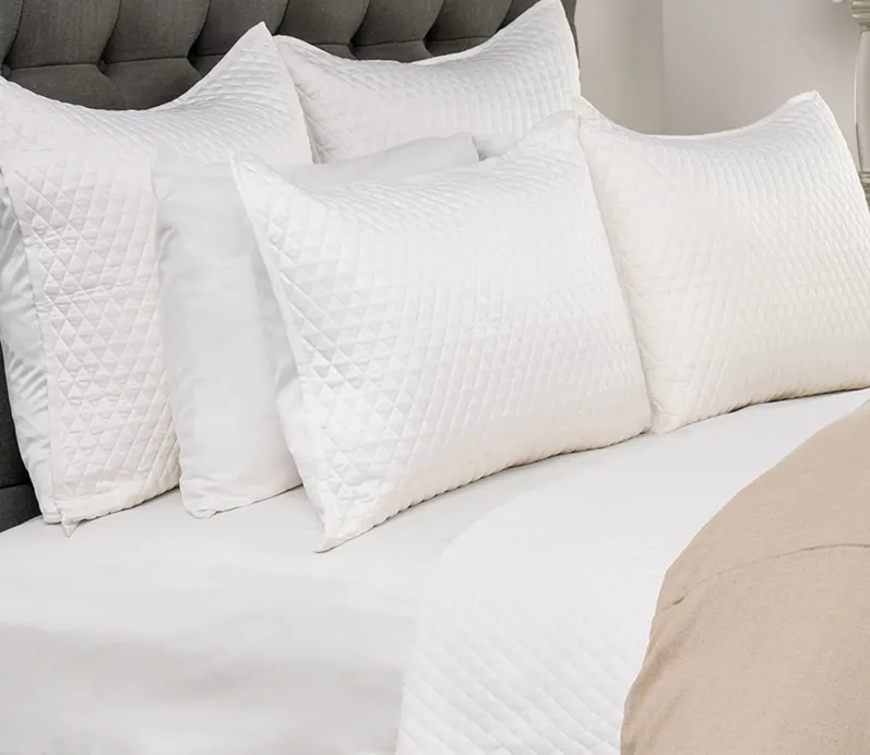 Villa by Classic Home Diamond White Sateen Quilted Pillow Sham - Standard