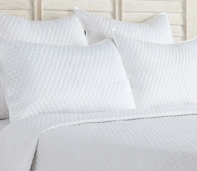 Villa by Classic Home Diamond White Sateen Quilted Pillow Sham - Standard