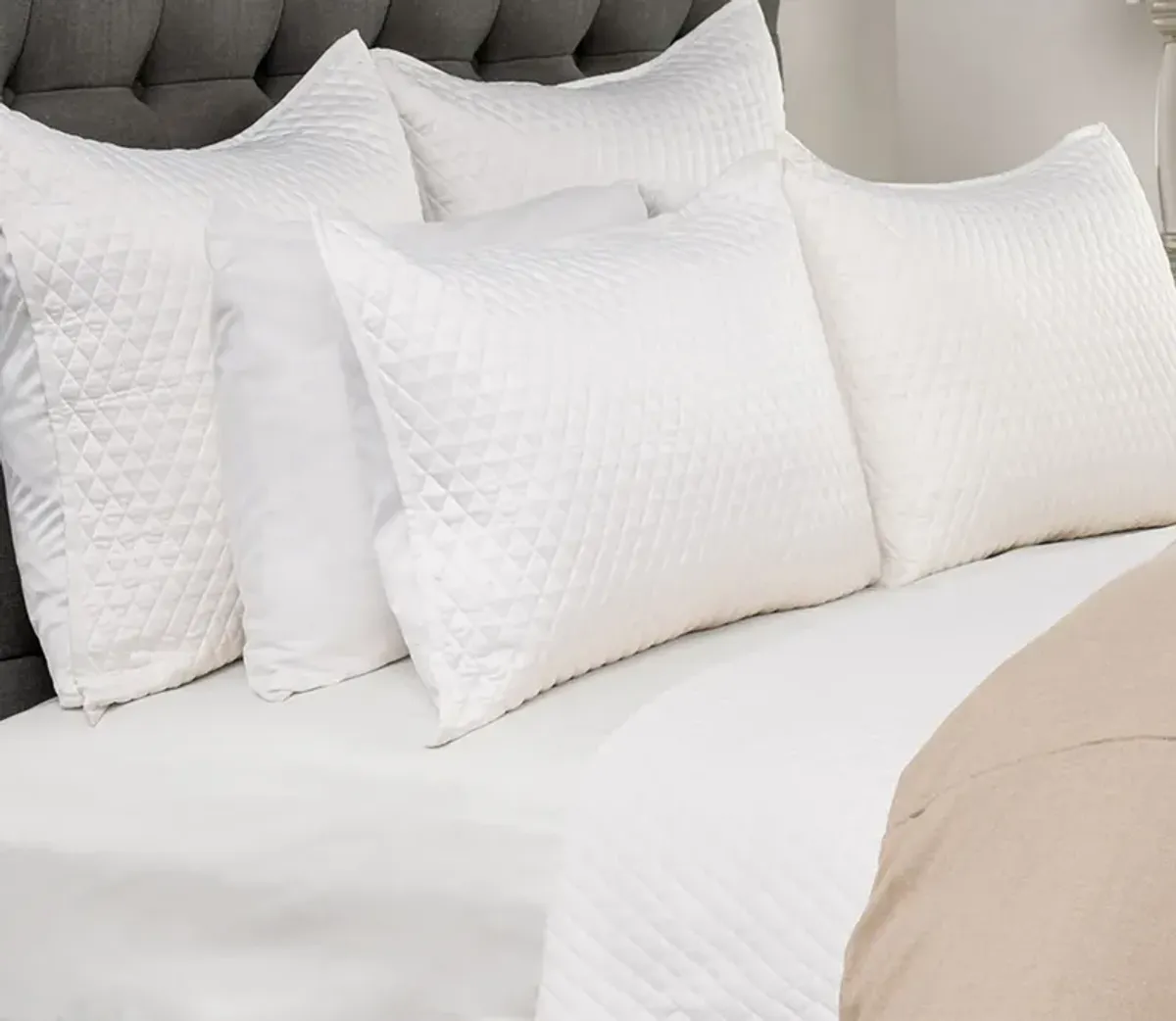 Villa by Classic Home Diamond White Sateen Quilted Pillow Sham - Euro