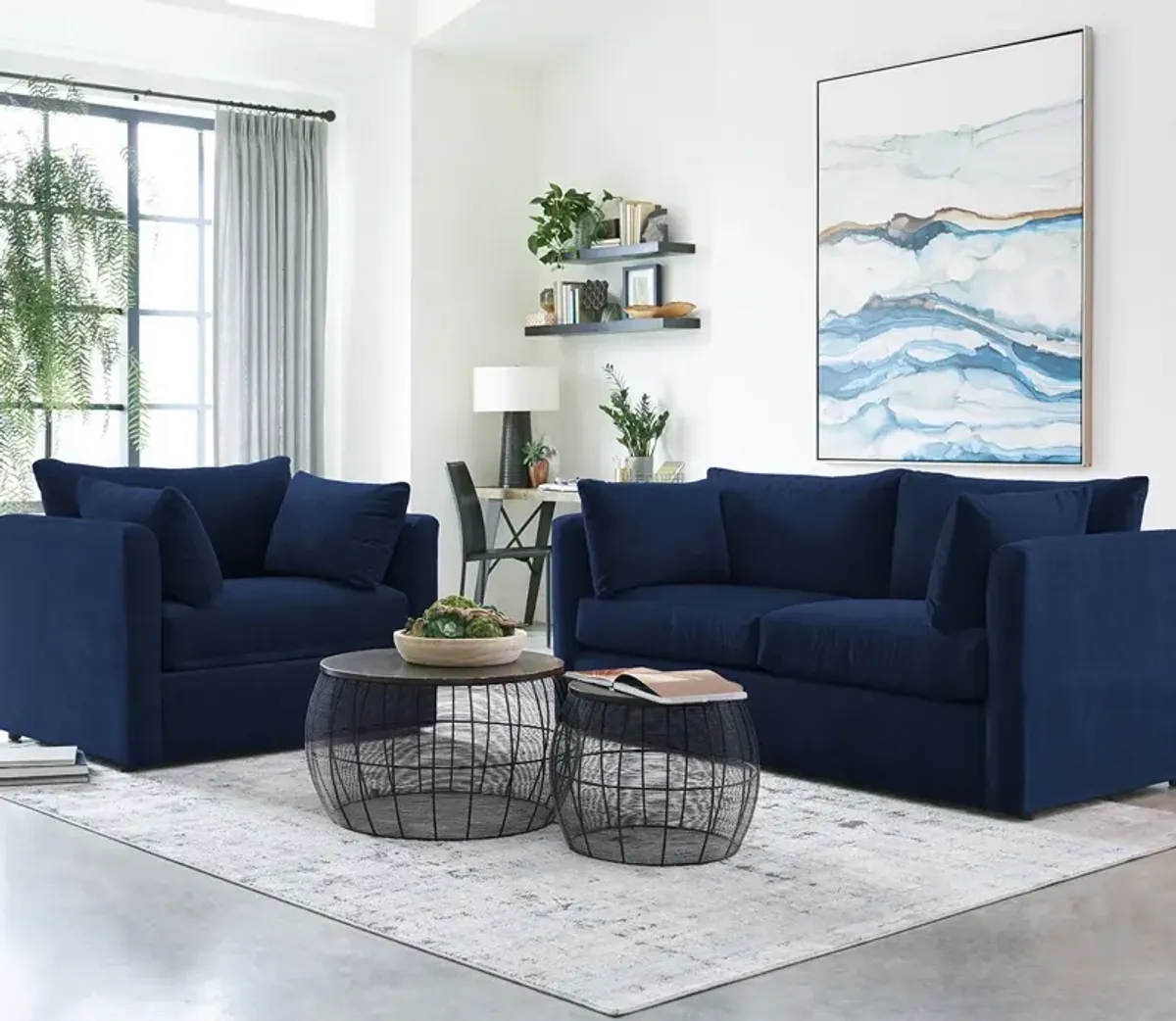 Overnight Sofa Kenley Upholstered Sleeper Sofa - Memory Foam - Indigo - Queen