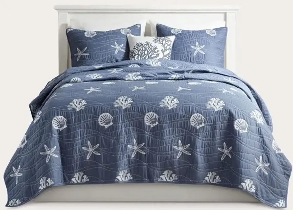 Harbor House Seaside Embroidered Cotton 4-Piece Coverlet Set