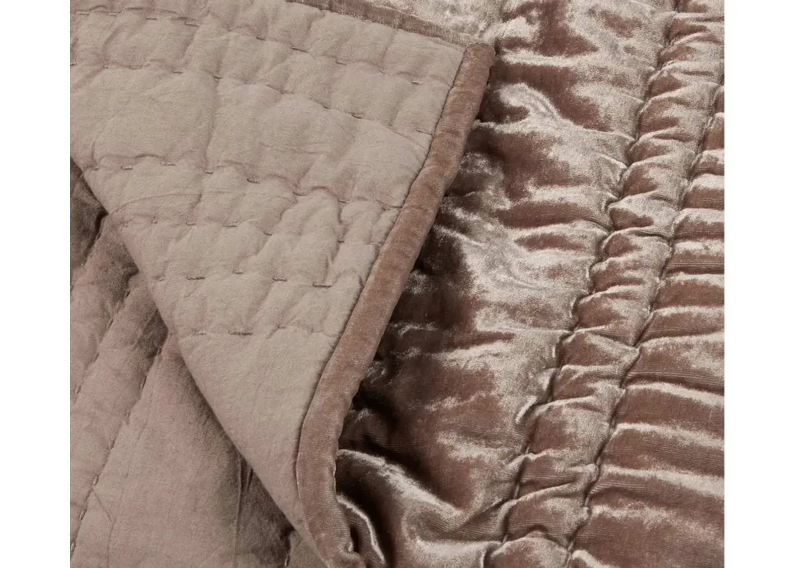 Villa by Classic Home Seville Desert Taupe Velvet Quilt - Queen