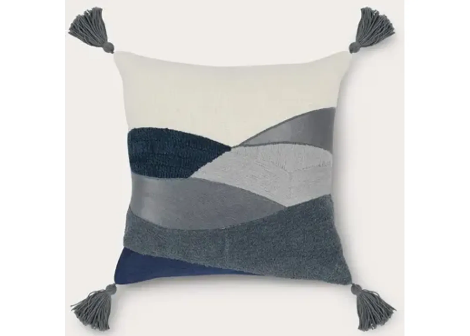 Villa by Classic Home Carve Sea Fog Blue Ivory Throw Pillow