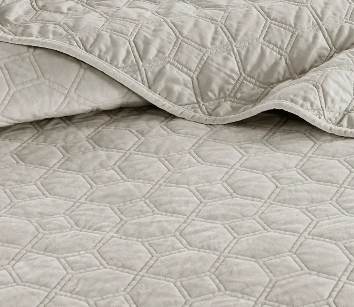 Madison Park Harper Geometric Quilted Faux Velvet 3-Piece Coverlet Set