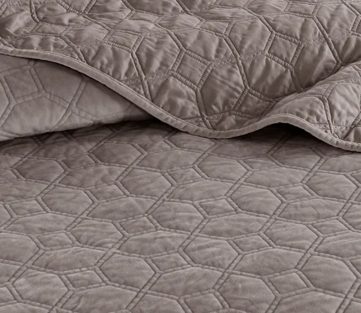 Madison Park Harper Geometric Quilted Faux Velvet 3-Piece Coverlet Set