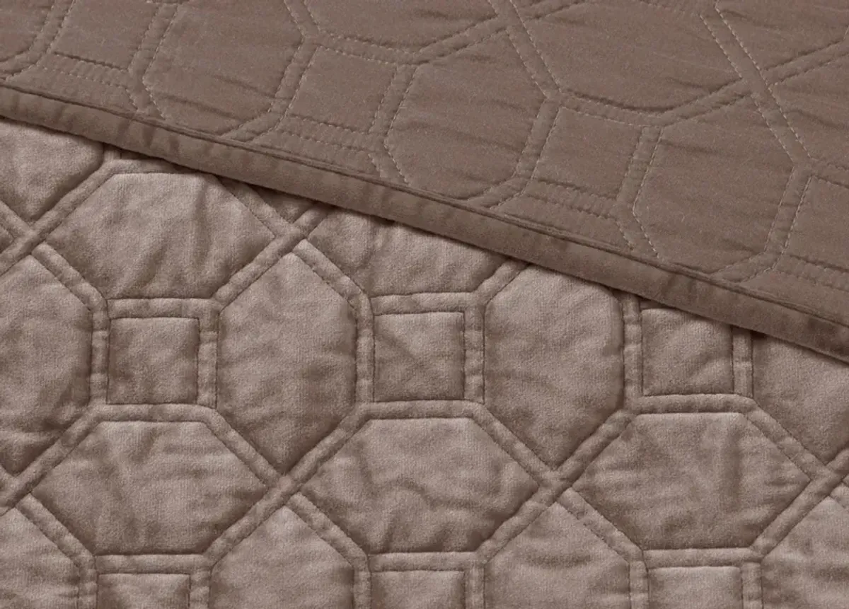 Madison Park Harper Geometric Quilted Faux Velvet 3-Piece Coverlet Set