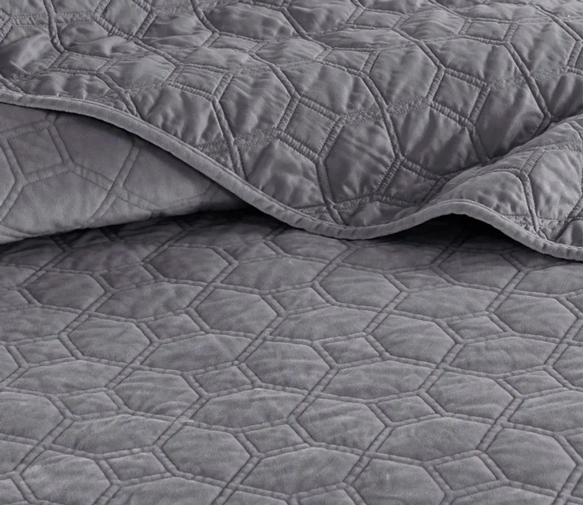 Madison Park Harper Geometric Quilted Faux Velvet 3-Piece Coverlet Set