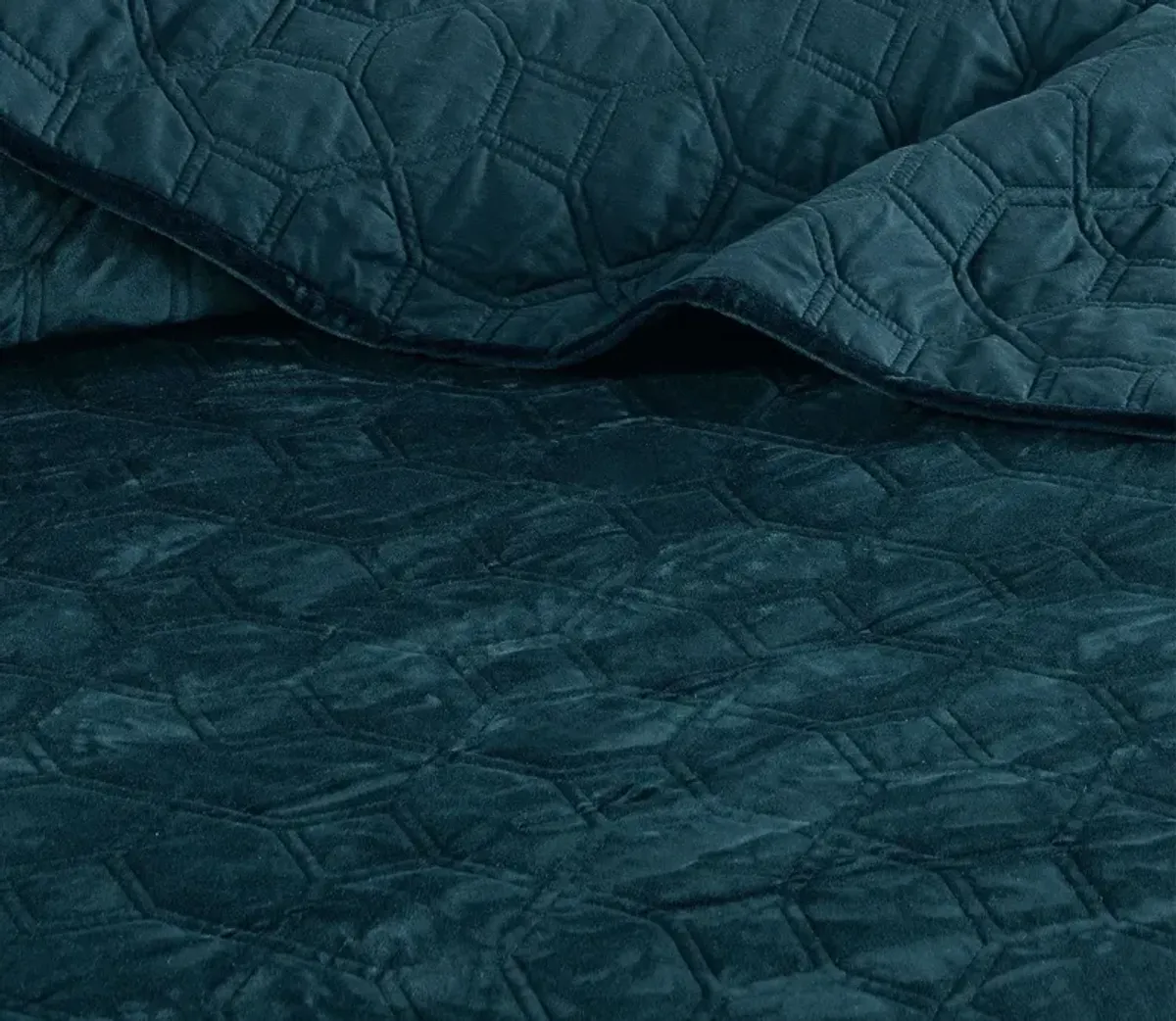 Madison Park Harper Geometric Quilted Faux Velvet 3-Piece Coverlet Set