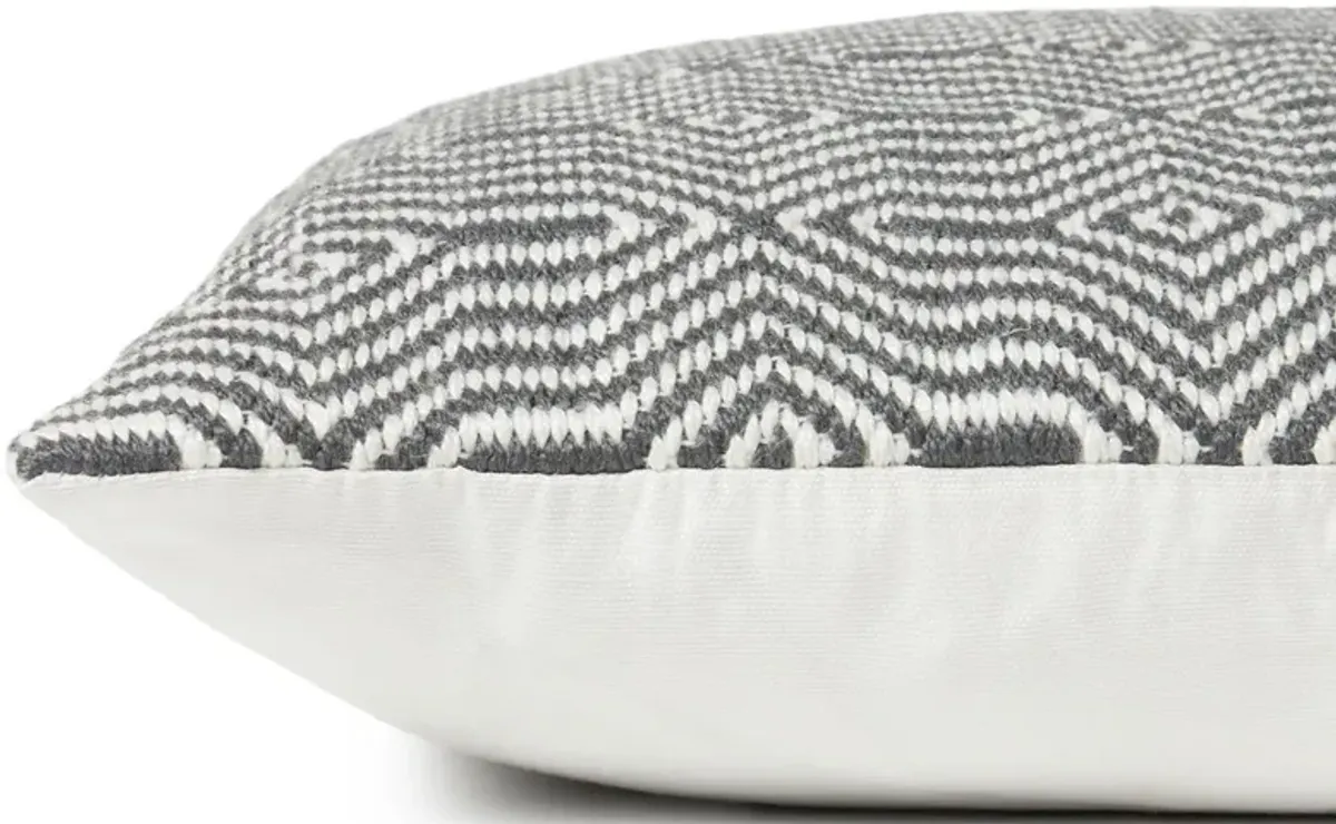 Loloi Woven Geo Throw Pillow Set of 2 - Charcoal/White
