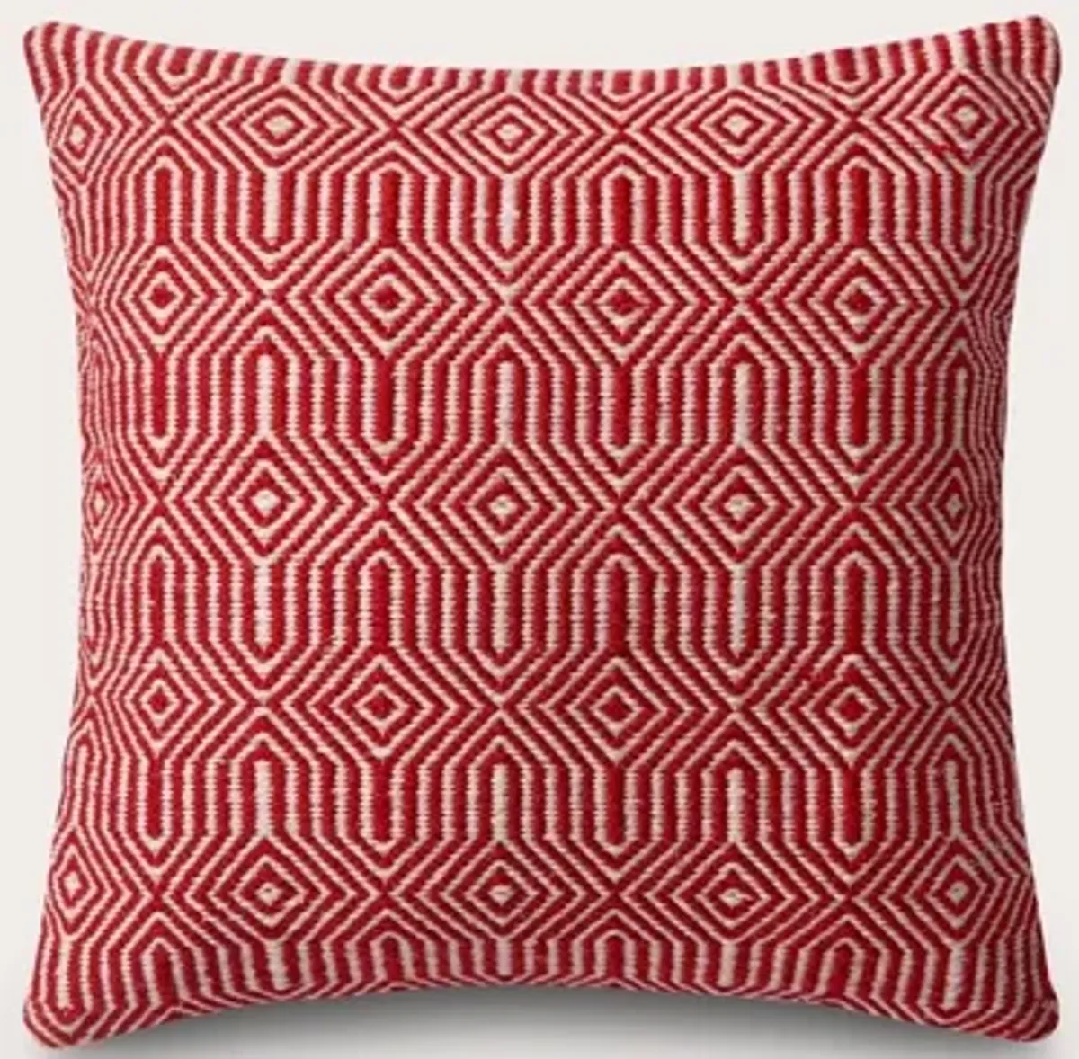 Loloi Woven Geo Throw Pillow Set of 2 - Red/Ivory