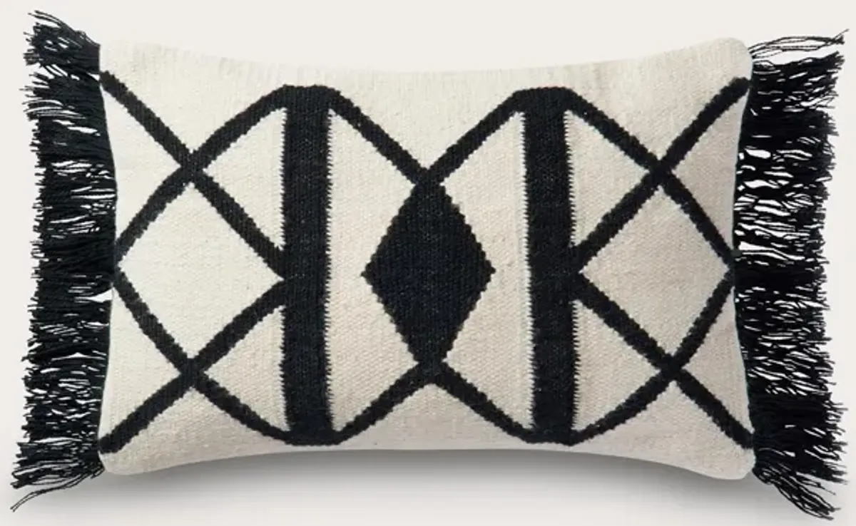 Loloi Black Ivory Woven Lumbar Throw Pillow Set of 2