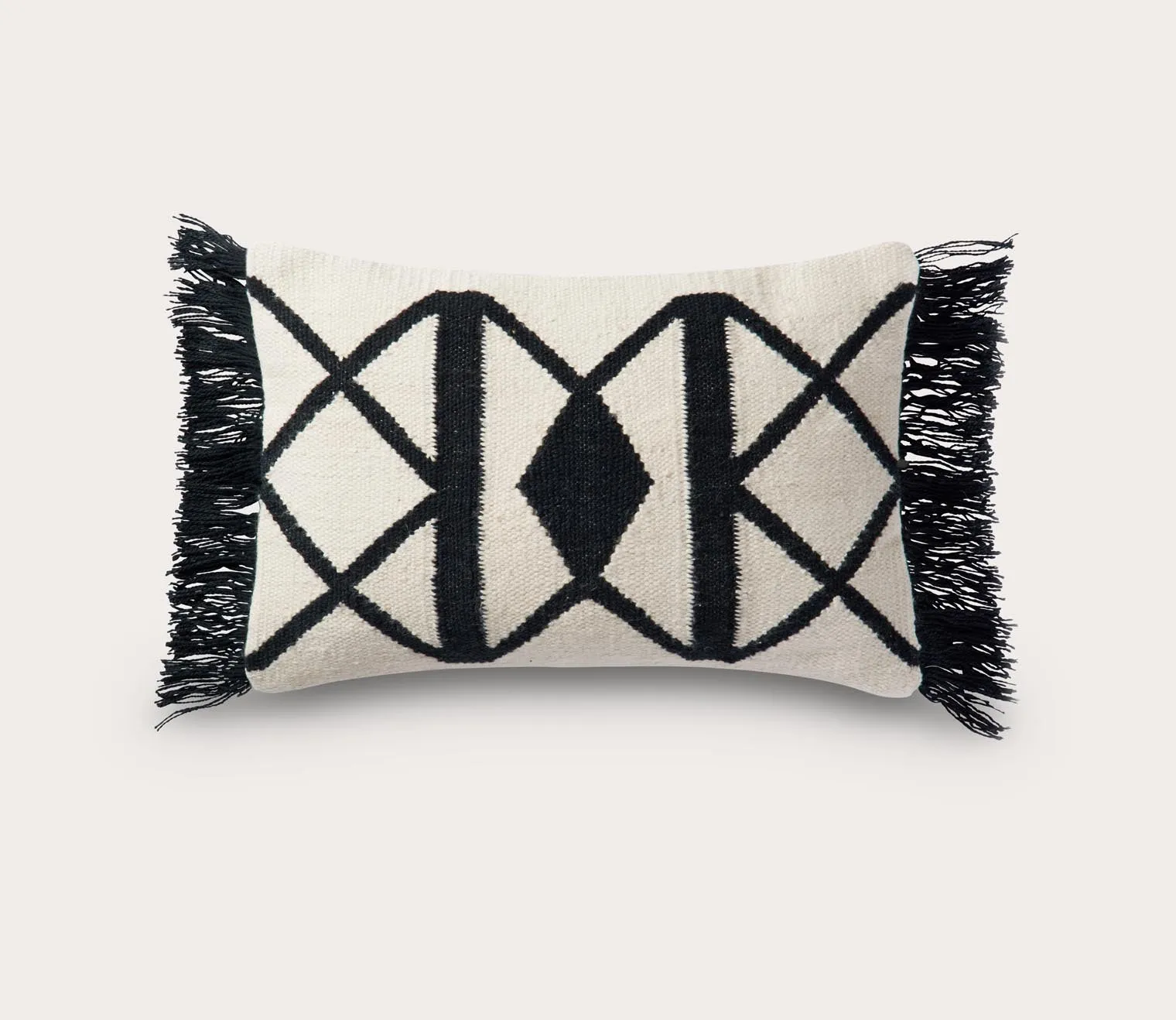 Loloi Black Ivory Woven Lumbar Throw Pillow Set of 2