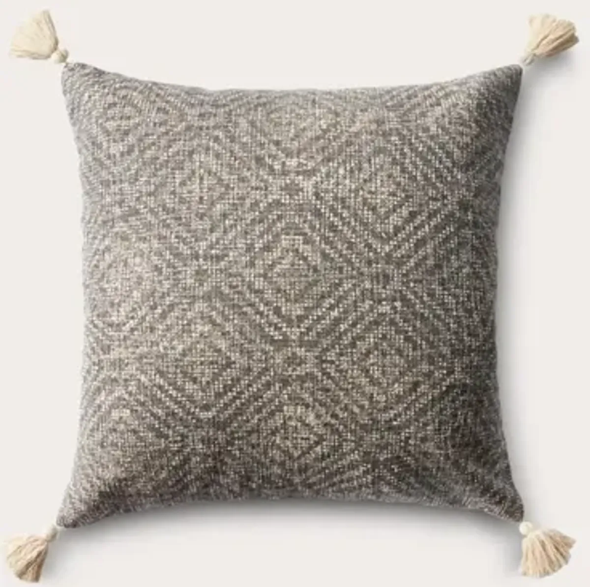 Loloi Diamond Print Throw Pillow Set of 2 - Charcoal - 13'' x 21''