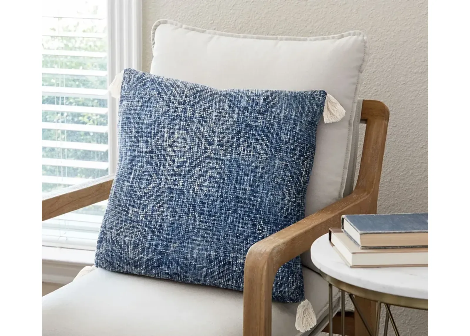 Loloi Diamond Print Throw Pillow Set of 2 - Blue - 22'' x 22''