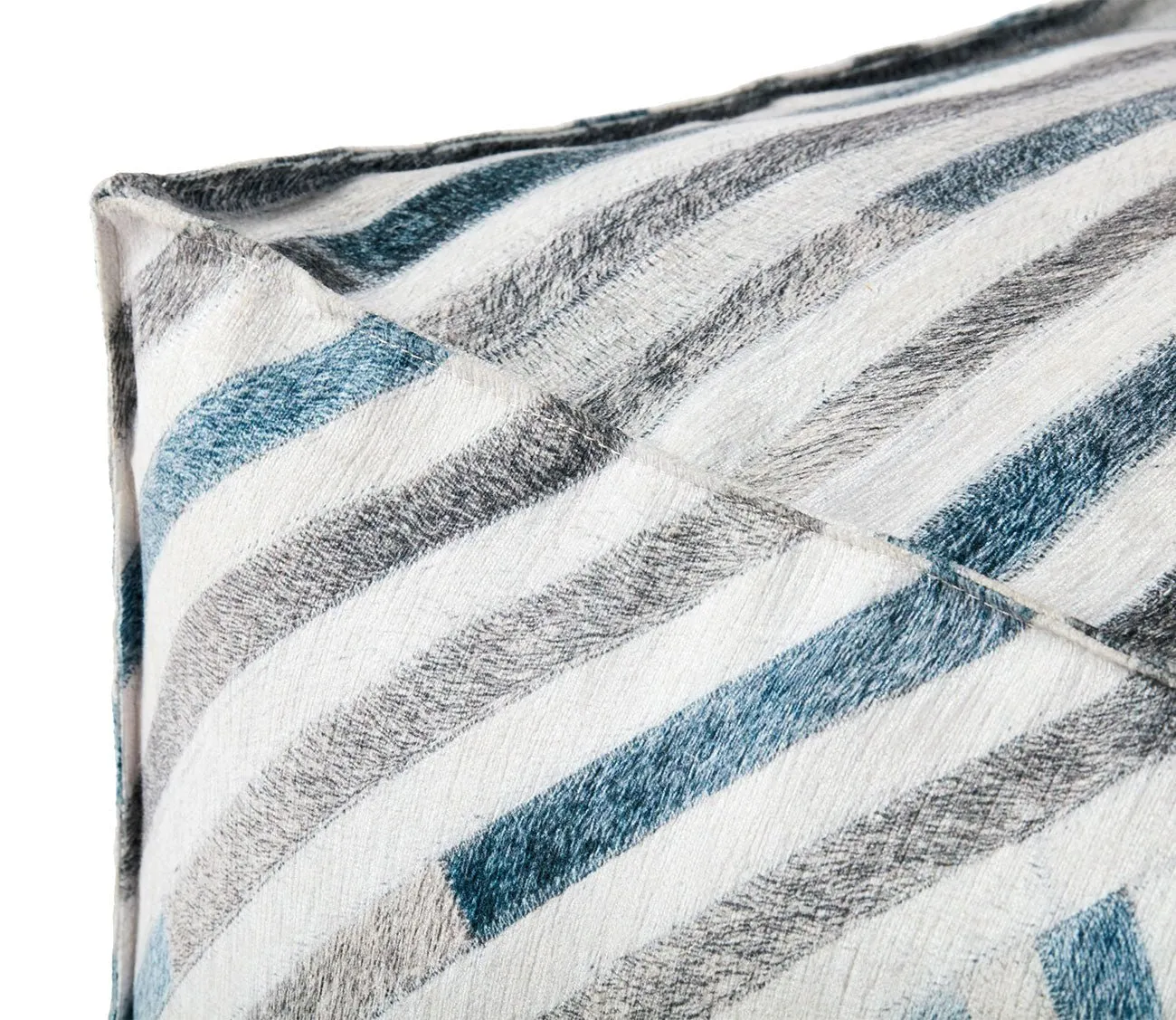 Loloi Blue Stripe Square Pouf